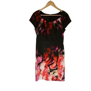 Elie Tahari Black & Floral Sheath Dress